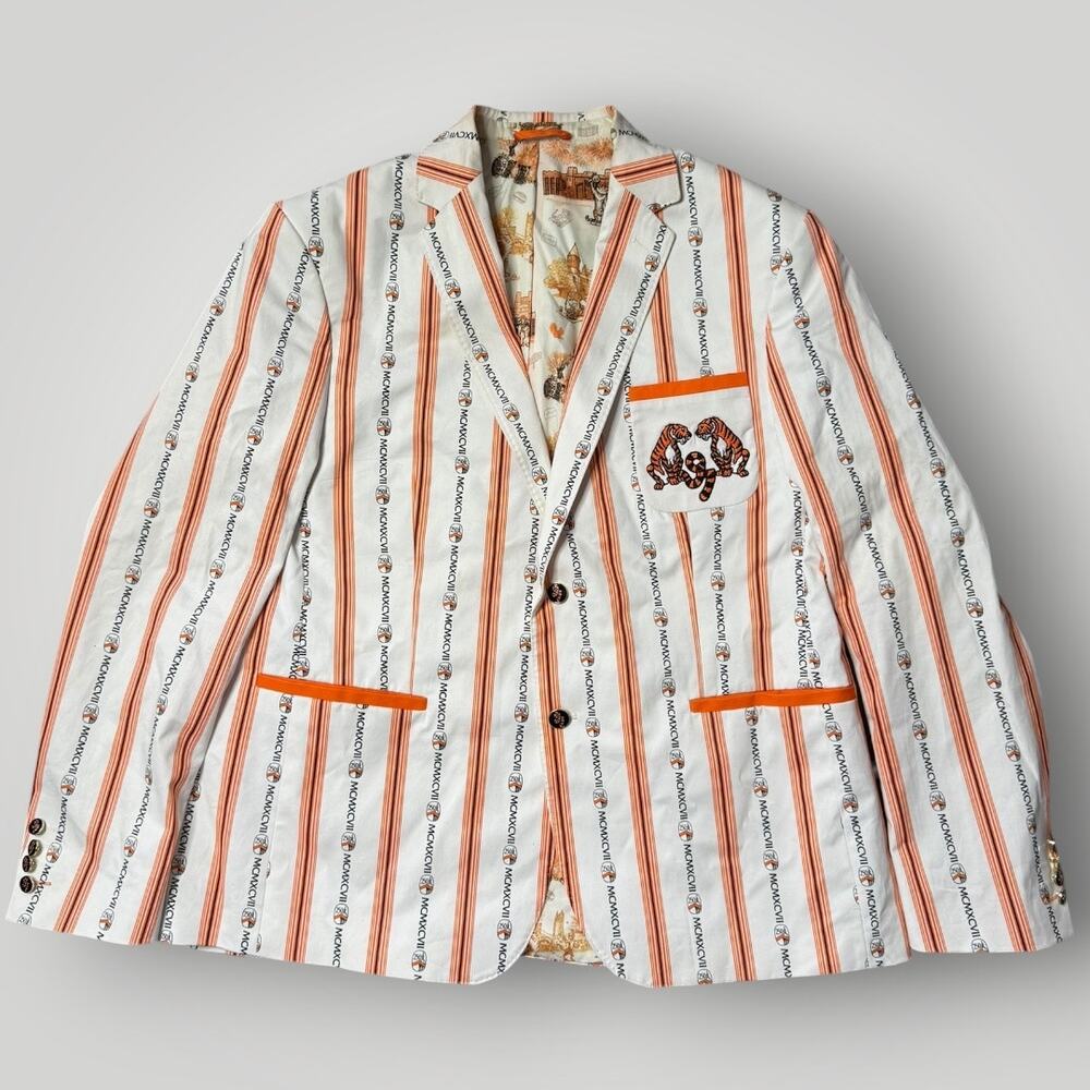 Princeton University 25th Reunion 1997 Blazer Jacket 48R Orange Stripe Tigers
